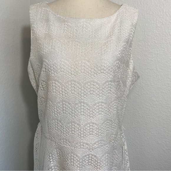 Danny & Nicole Ivory White Sleeveless Fit & Flare Lacey Crochet Sexy Size 14 - Picture 2 of 10